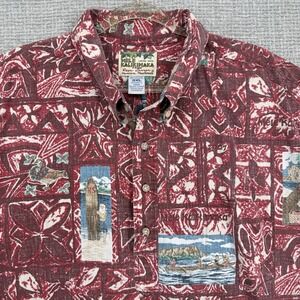 Vtg 2007 Reyn Spooner‎ Mele Kalikimaka 3XL Popover Hawaiian Christmas RED Surf